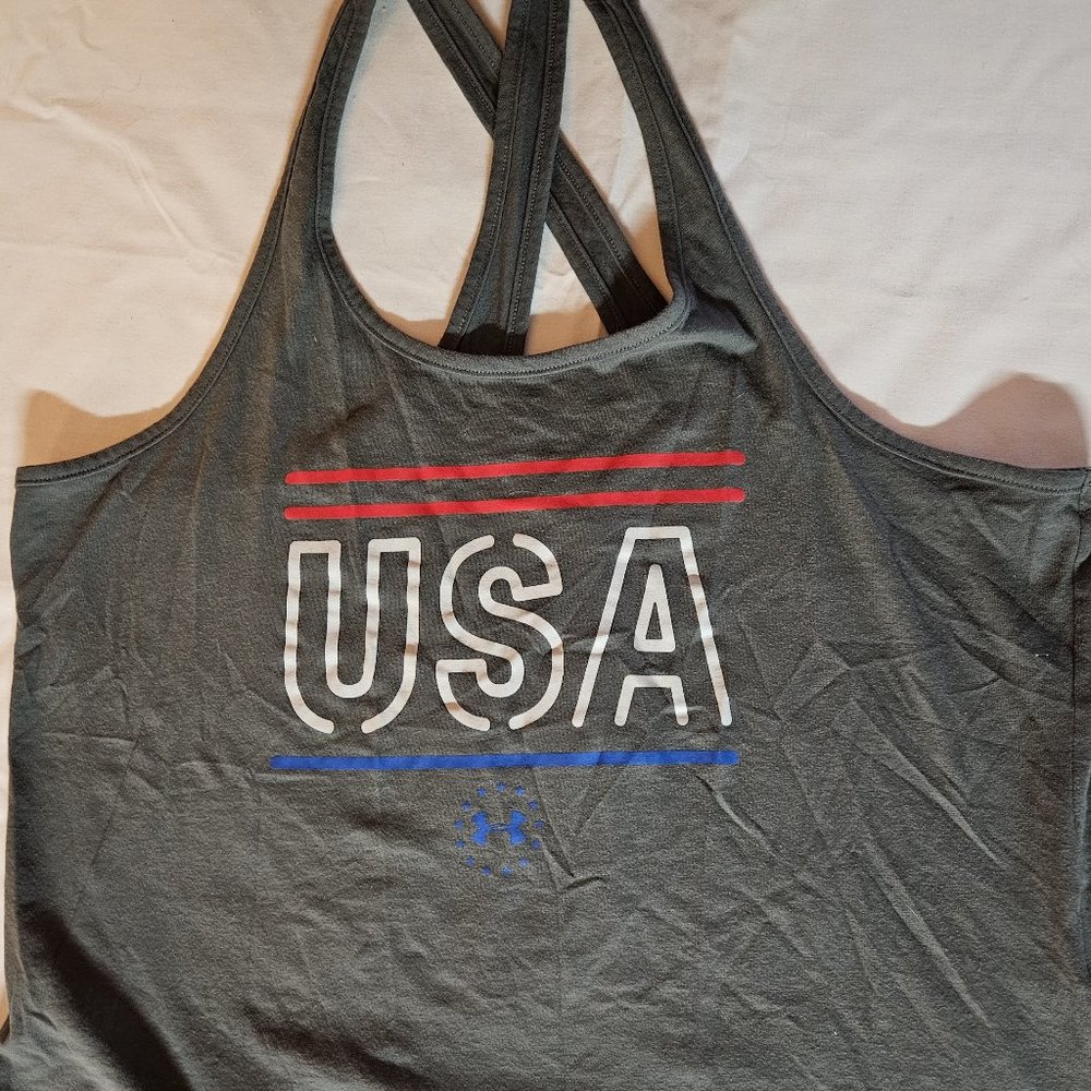 Under Armour USA Grey Heat Gear Tank Top XL